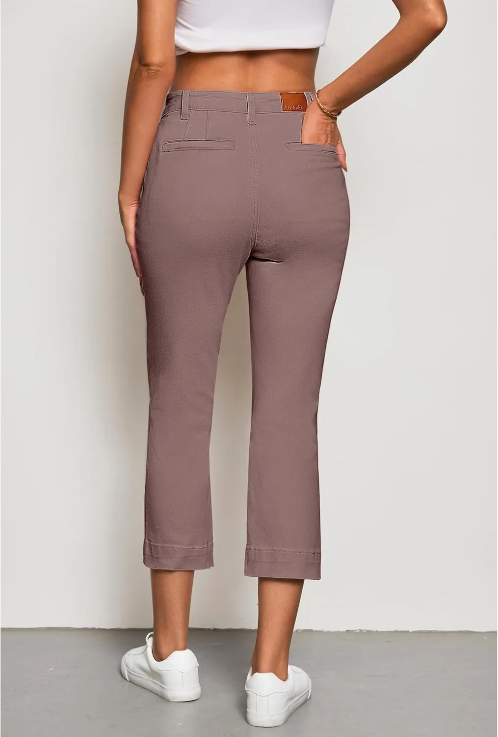 luvamia Capri Jeans for Women High Waisted Slim Straight Stretchy Denim Capris Pants Welt Pockets Casual Cropped Jeans
