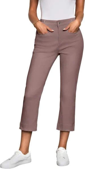 luvamia Capri Jeans for Women High Waisted Slim Straight Stretchy Denim Capris Pants Welt Pockets Casual Cropped Jeans