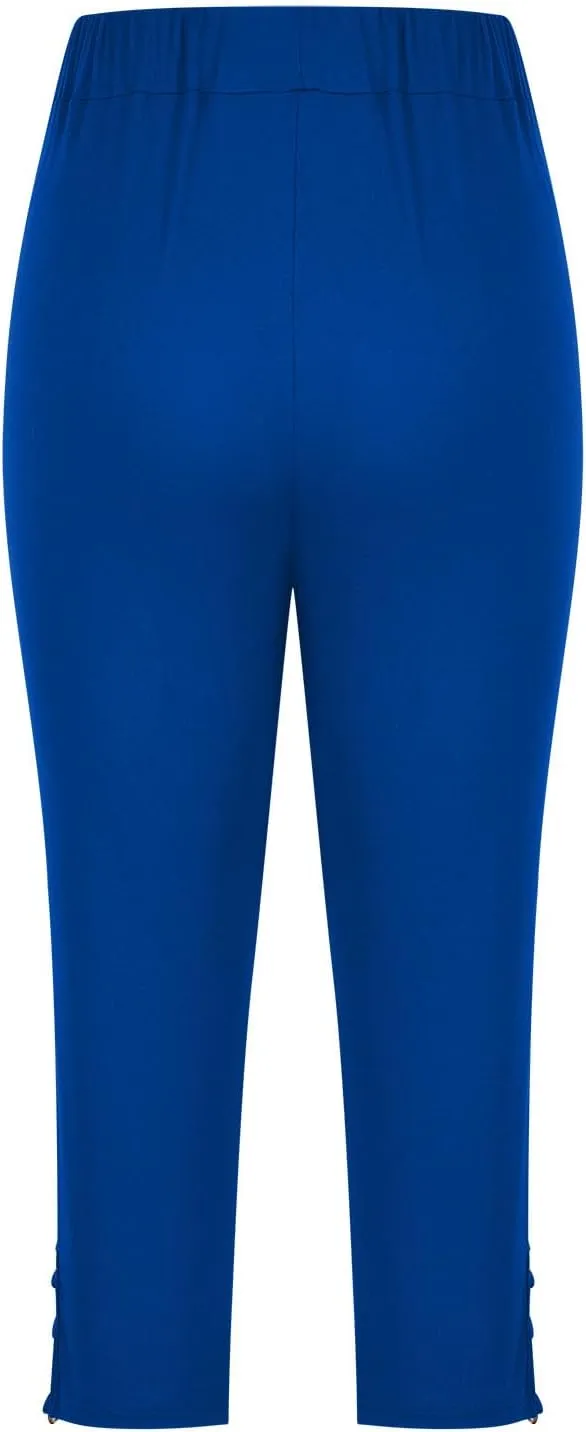 maisdgop Women's Capri Pants Tummy Control Knee Length Yoga Leggings Casual Sexy Solid Cutout High Waisted Cropped Pant