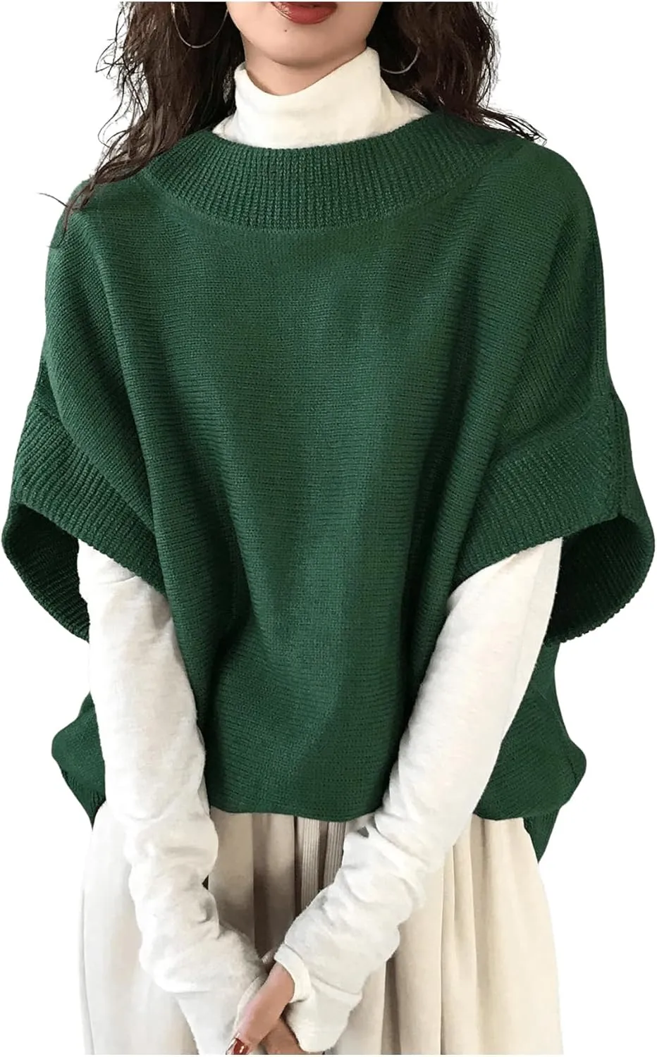 MakeMeChic Women's Oversized Sweater Vest Crew Neck Sleeveless Plain Knitted Top