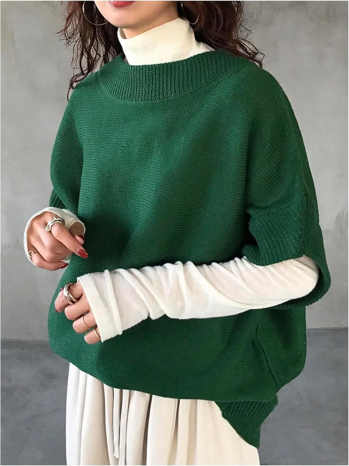 MakeMeChic Women's Oversized Sweater Vest Crew Neck Sleeveless Plain Knitted Top