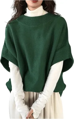 MakeMeChic Women's Oversized Sweater Vest Crew Neck Sleeveless Plain Knitted Top
