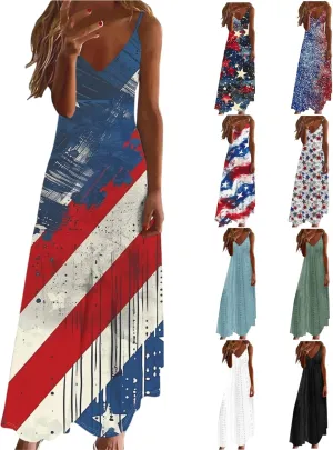 Maxi Dresses for Women 2025 Summer Eyelet Dress Spaghetti Strap Sleeveless Dress Casual V Neck Sundress Boho Dresses