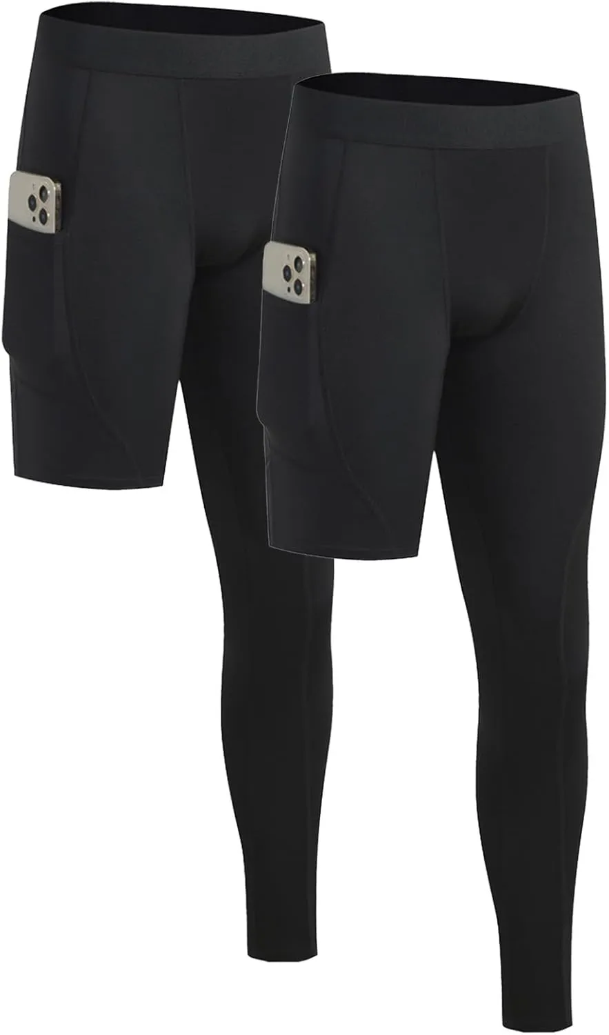 Mens One Leg Compression Pants Full Length Tight Basketball 1/2 Single Leg Long Pant Base Layer Leggings Underwear