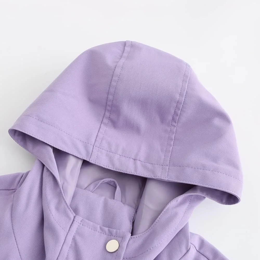 Meufam Women's Mid-Length Rain Jacket Waterproof Lightweight Outdoor Trench Raincoat with Hood