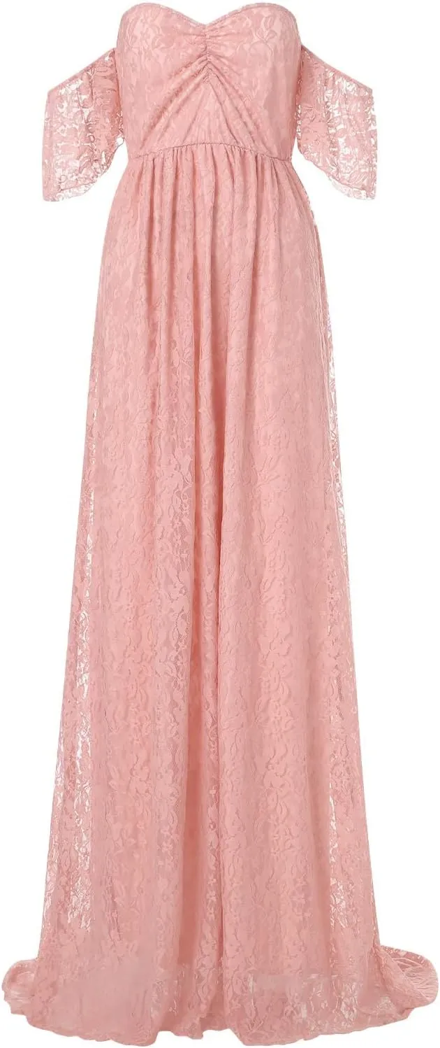 MINGXIN Maternity Photography Dress Off Shoulder Pregnancy Photoshoot Props for Baby Shower Long Maxi Dresses Chiffon Gown