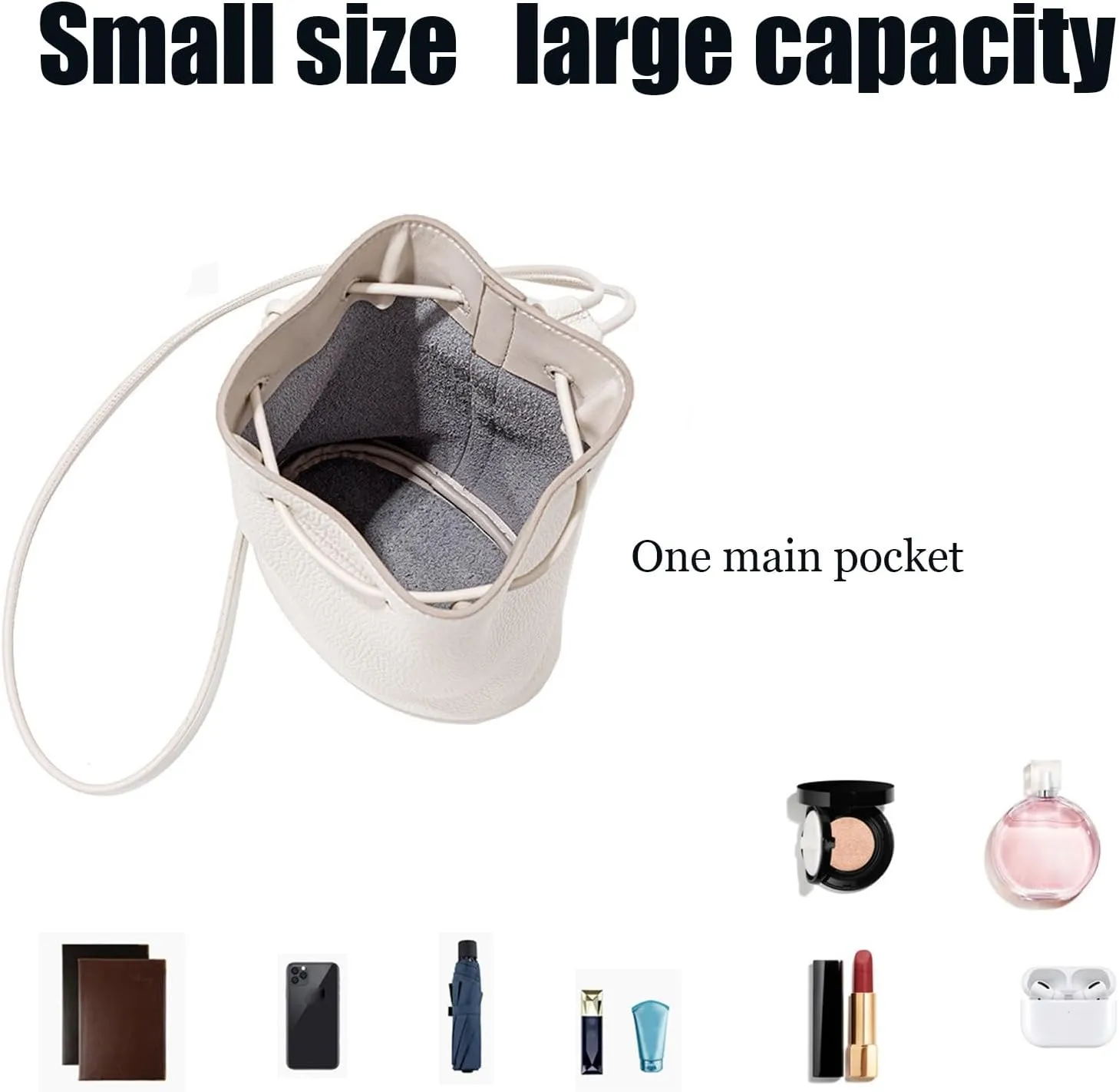 Mini Bucket Bag Small Crossbody Drawstring Shoulder BagFashion Purses/Handbag/Hobo BagVegan Leather Designer Bag