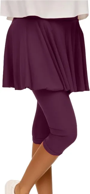 Miyaomn Women's Tennis Skirted Leggings Golf Sports Capris with Attach Skirt Pleated Athletic Yoga Skorts Pickleball Clothing