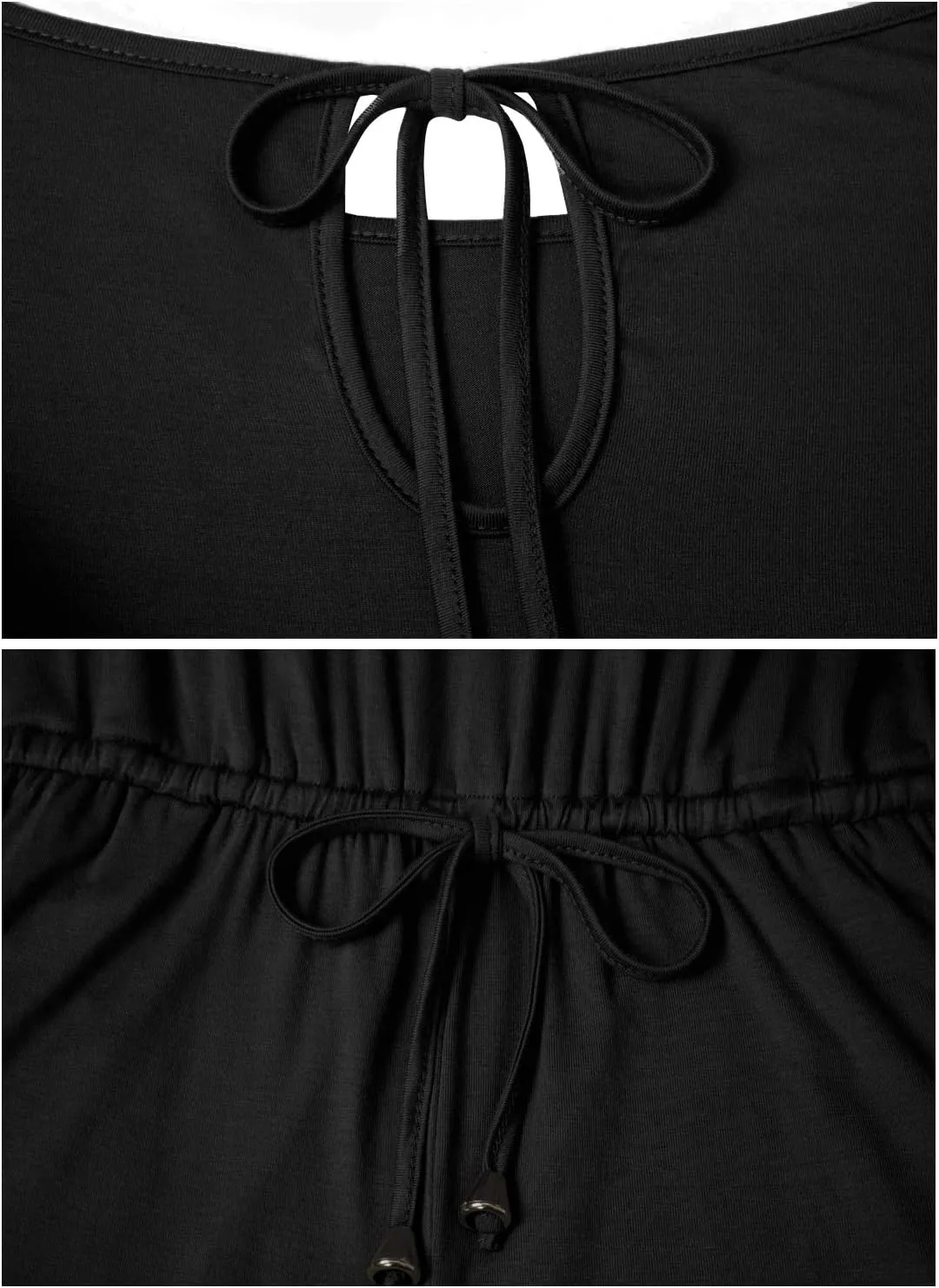 Mokayee Womens Summer Cute Front Tie Short Jumpsuits Rompers with Pockets