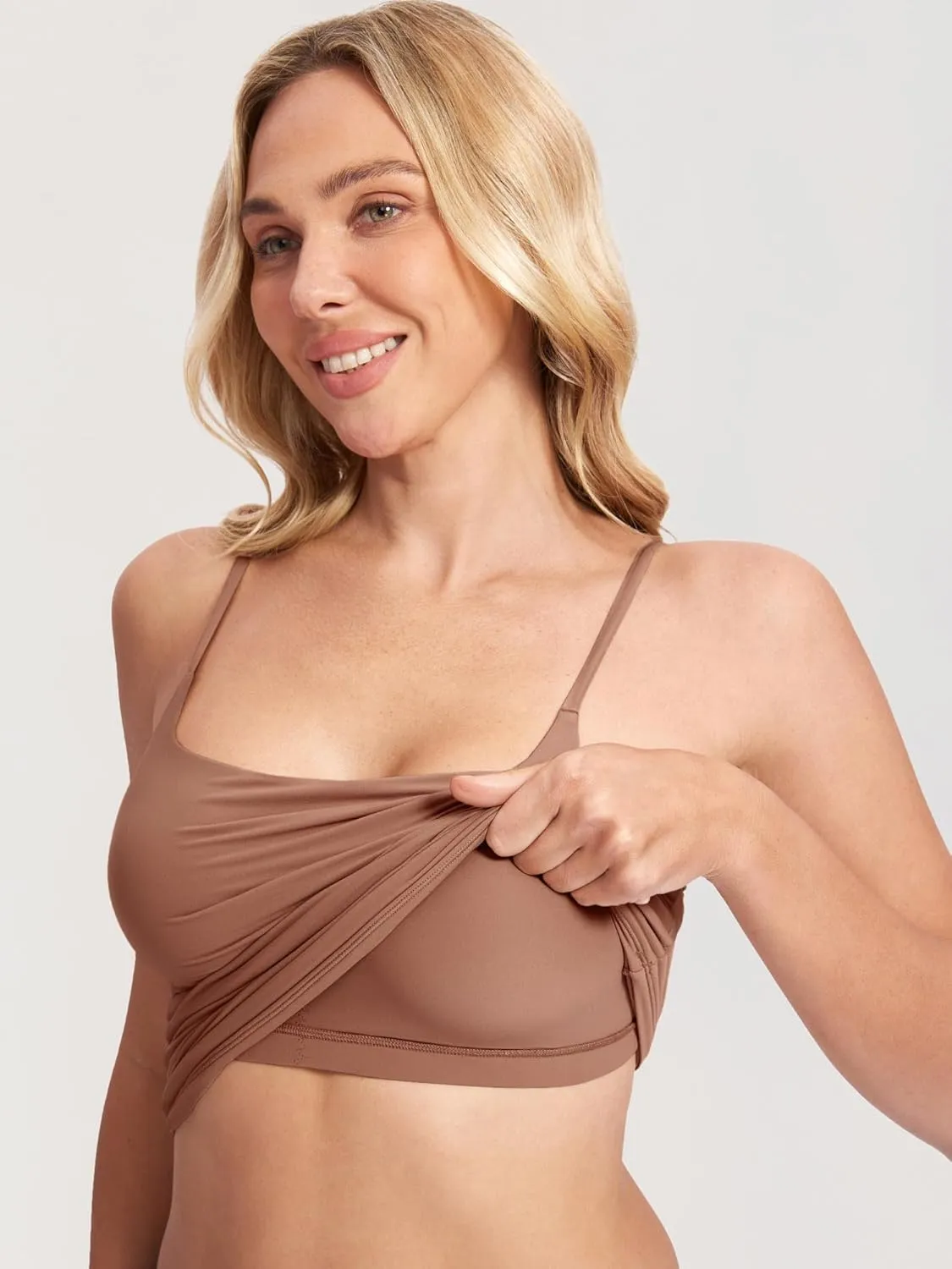 MOMANDA Inbarely Maternity Tank Top for Woman Square Neck Camisole with Built in Bra Sleeveless Pregnancy Basic Yoga Tops
