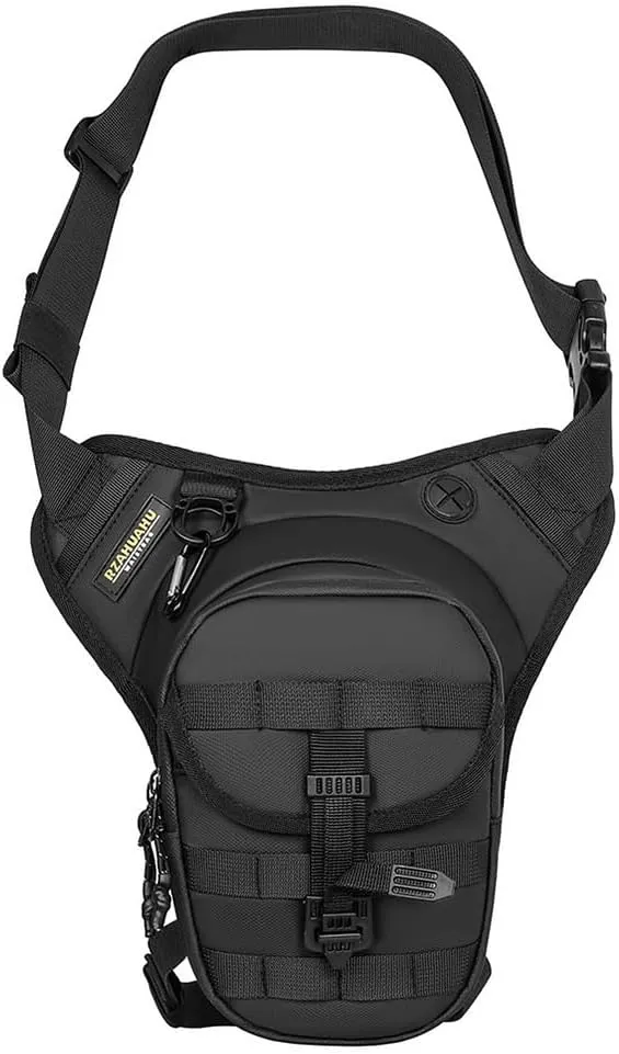 Motorcycle Drop Thigh Leg Bag with Earphone Hole EDC Tactical Bike Travel Fanny Waist Hip Pack Accessories Kit for Outdoor Hiking Climbing Cycling