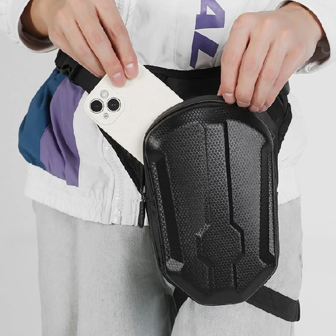 Motorcycle Waist Drop Leg Bag Hip Thigh Bag for Cycling Hiking Climbing Crossbody Bag Outdoor Travel Sports Horse Riding Thigh Pouch for Men Women Black