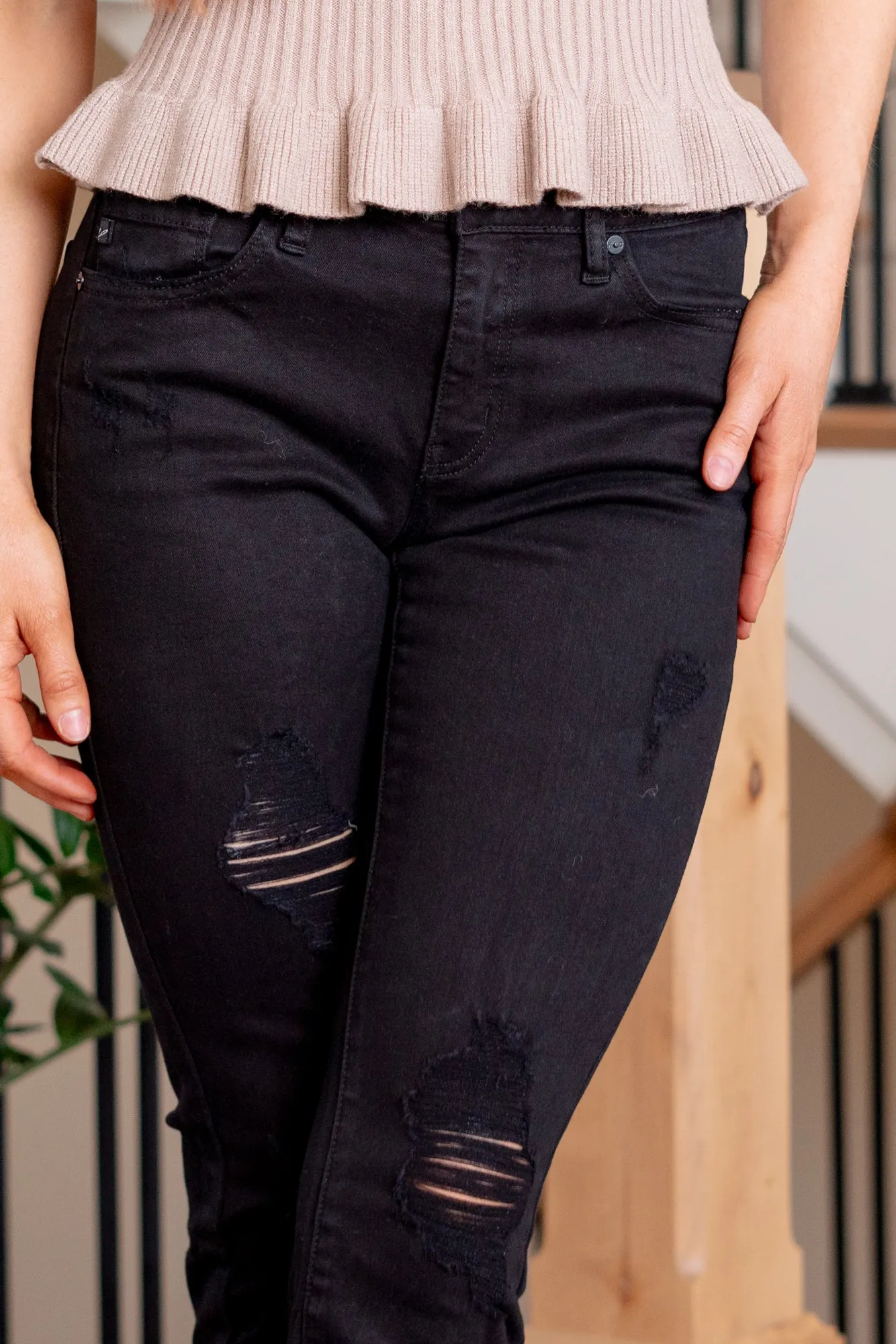 Nala Mid Rise Double Fringe Hem Skinny