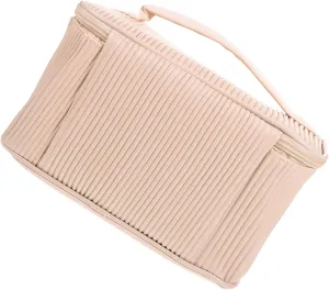 PartyKindom Cosmetic Organizer Bag for Women Multi Compartment Travel Toiletry Bag Lightweight Pu Leather for Travel Home