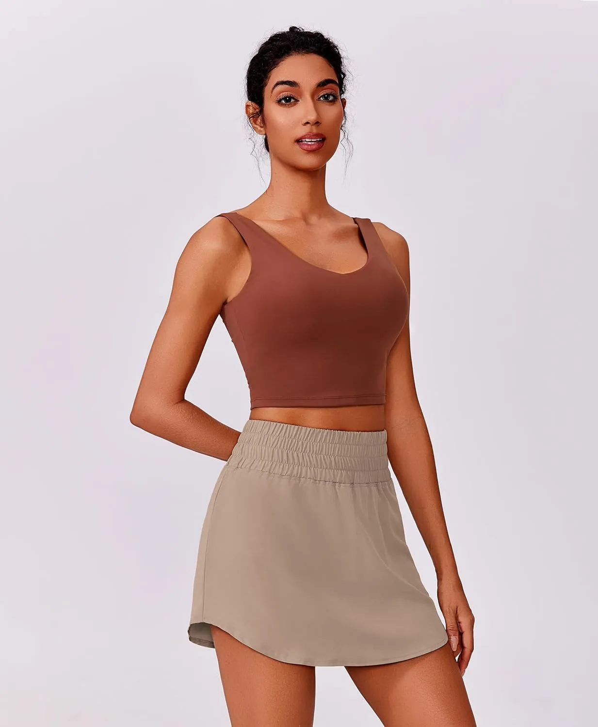 PINSPARK Golf Skirts for Women High Elastic Waisted Athletic Skort 2 Pockets Curved Hem Tennis Skirt for Pickleball Workout