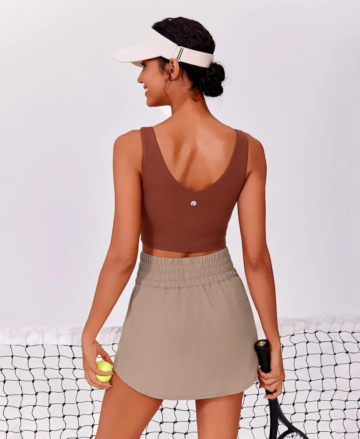 PINSPARK Golf Skirts for Women High Elastic Waisted Athletic Skort 2 Pockets Curved Hem Tennis Skirt for Pickleball Workout
