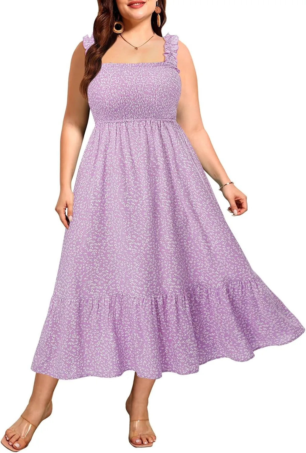 Plus Size Summer Dress - Sun Boho Beach Casual Floral Spaghetti Strap Sleeveless Long Maxi Dresses