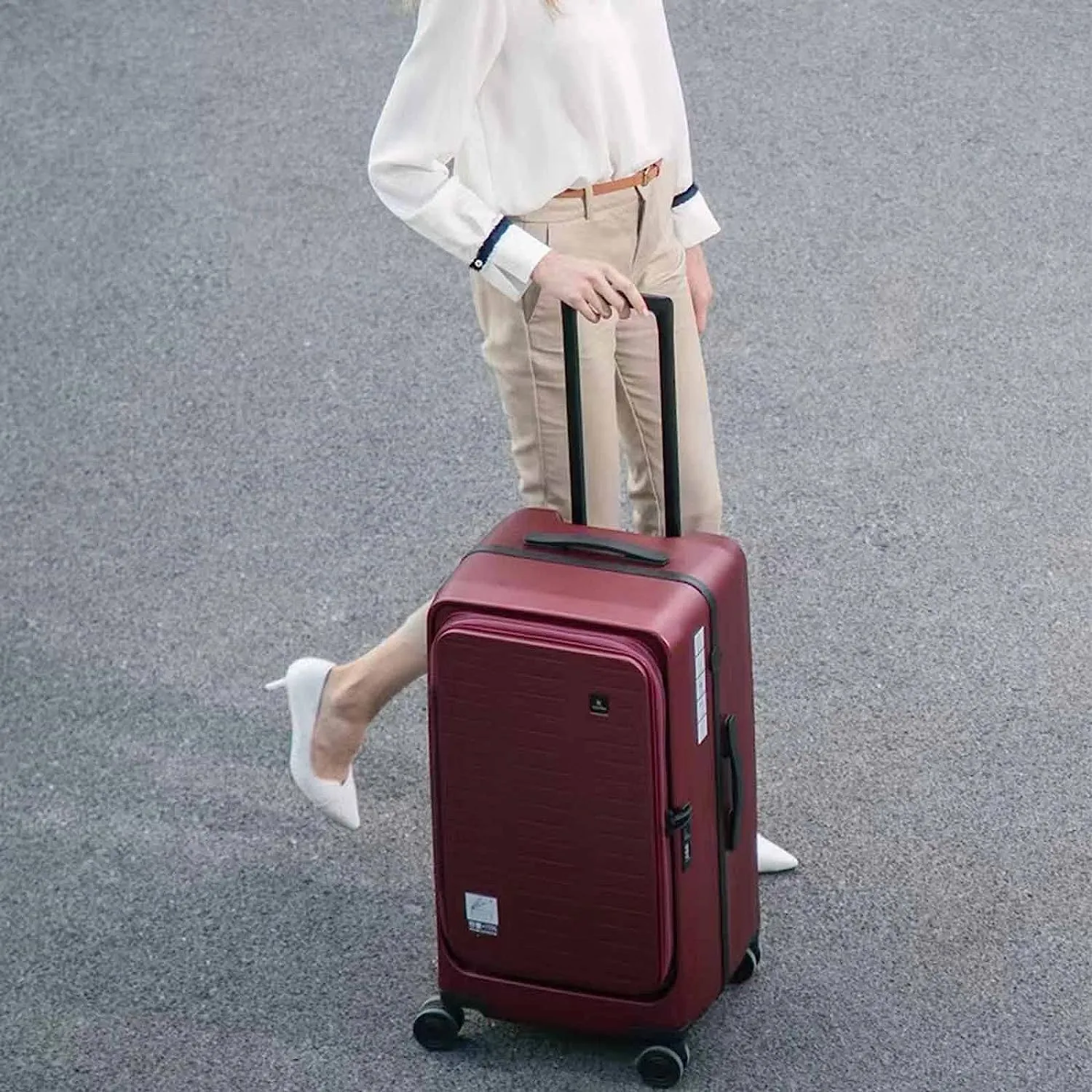 Portable Suitcase, Aluminum Frame Suitcase with Wheels, TSA Combination Lock Trolley Suitcase Suitable for Travel and Holiday, Black, 43*36*70CM