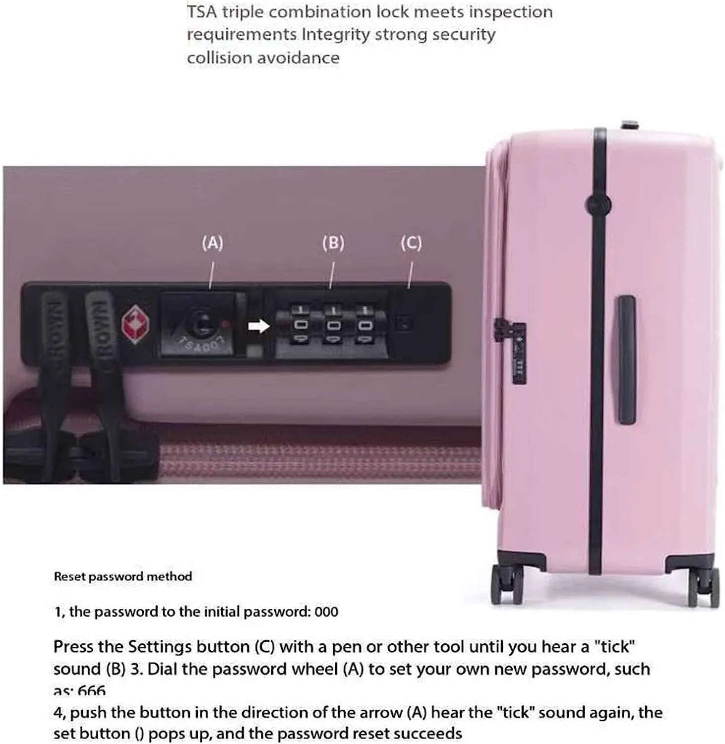 Portable Suitcase, Aluminum Frame Suitcase with Wheels, TSA Combination Lock Trolley Suitcase Suitable for Travel and Holiday, Black, 43*36*70CM