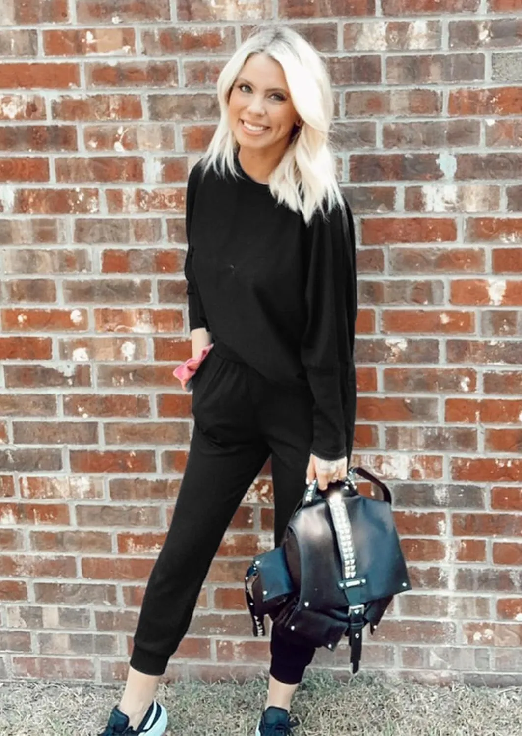 PRETTYGARDEN Women's Fall 2 Piece Outfits Fashion Sweatsuit Long Sleeve Pullover Pants Ribbed Spring Matching Lounge Set