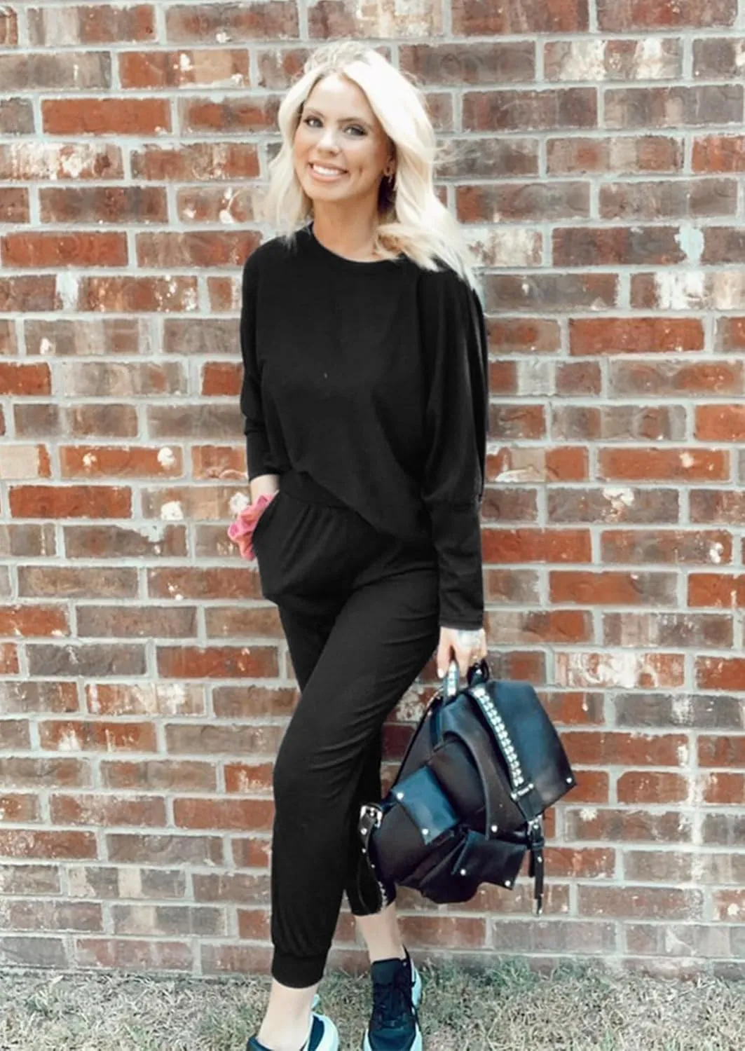 PRETTYGARDEN Women's Fall 2 Piece Outfits Fashion Sweatsuit Long Sleeve Pullover Pants Ribbed Spring Matching Lounge Set