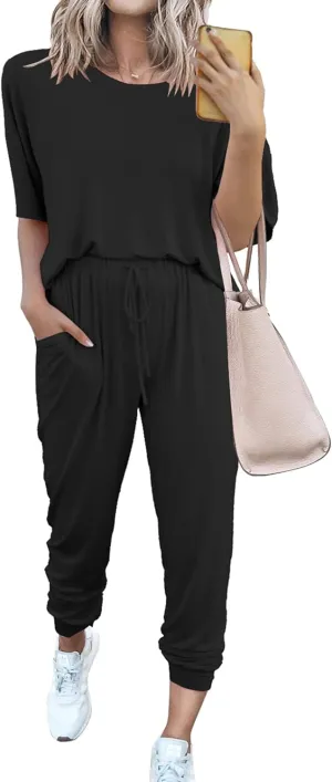 PRETTYGARDEN Women's Two Piece Lounge Sets 2025 Spring Summer Jogger Pants Vacation Outfits Travel Airplane Matching Clothes