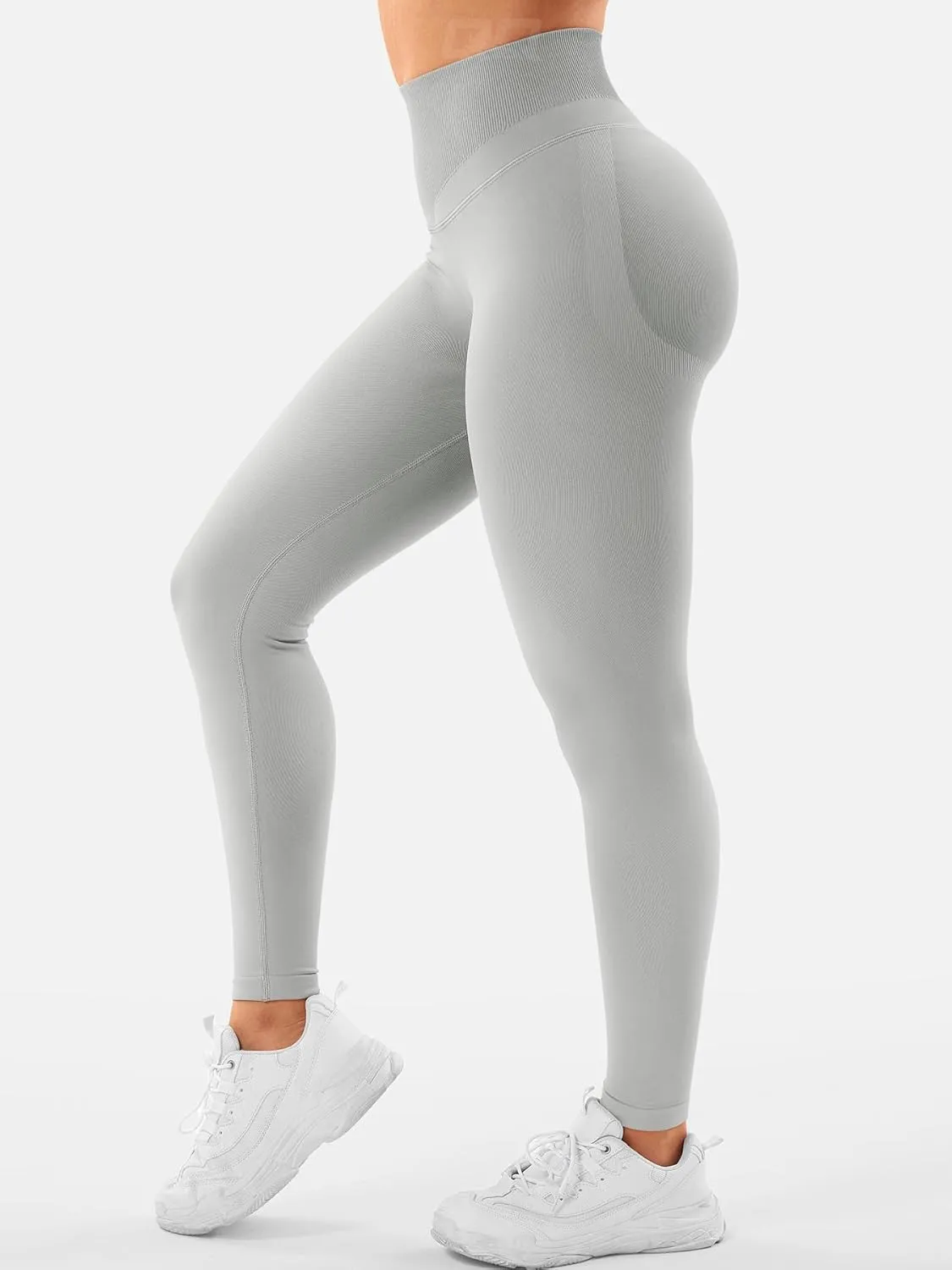 QOQ Hidden Scrunch Leggings High Waisted Workout Pants for Women Seamless Butt Liftting Tummy Control Gym Yoga Tights