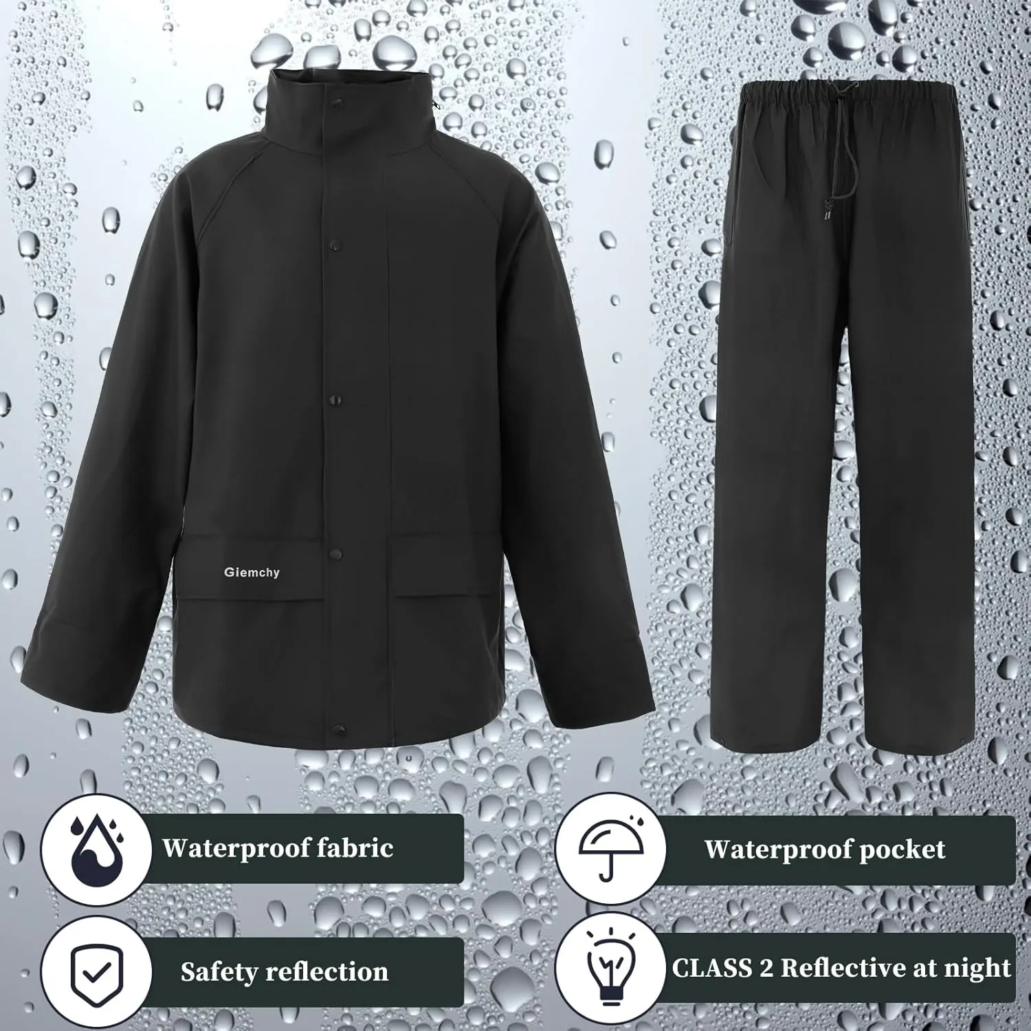 Rain Suit For Men & Women Waterproof Heavy Duty Rain Gear Outdoor Work Fishing Jacket & Trouser Breathable Raincoats
