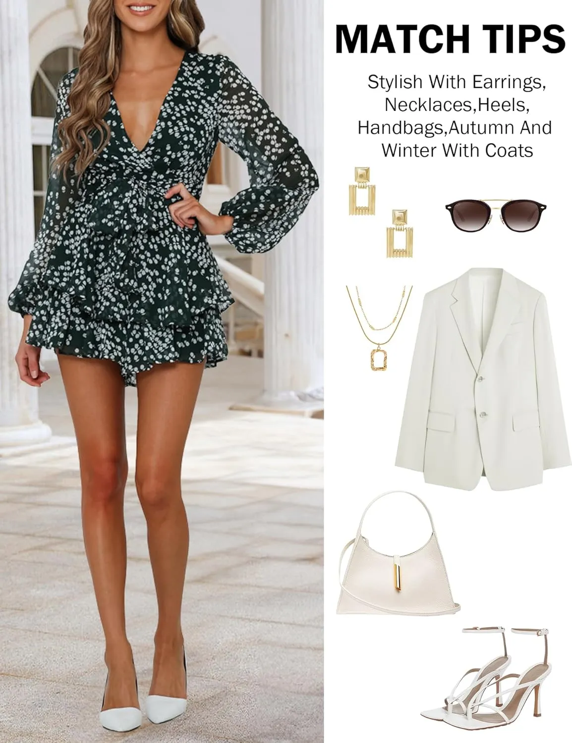 Relipop Womens Floral Print Romper V Neck Long Sleeve Double Layer Ruffle Hem Shorts Jumpsuit 2025 Beach Vacation Outfits