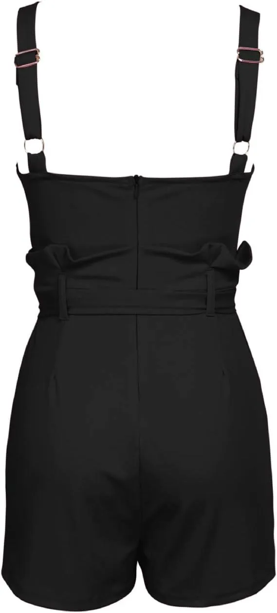 Rompers for Women Sexy Summer Casual Straps Short Pants Jumpsuits with Pockets Zipper