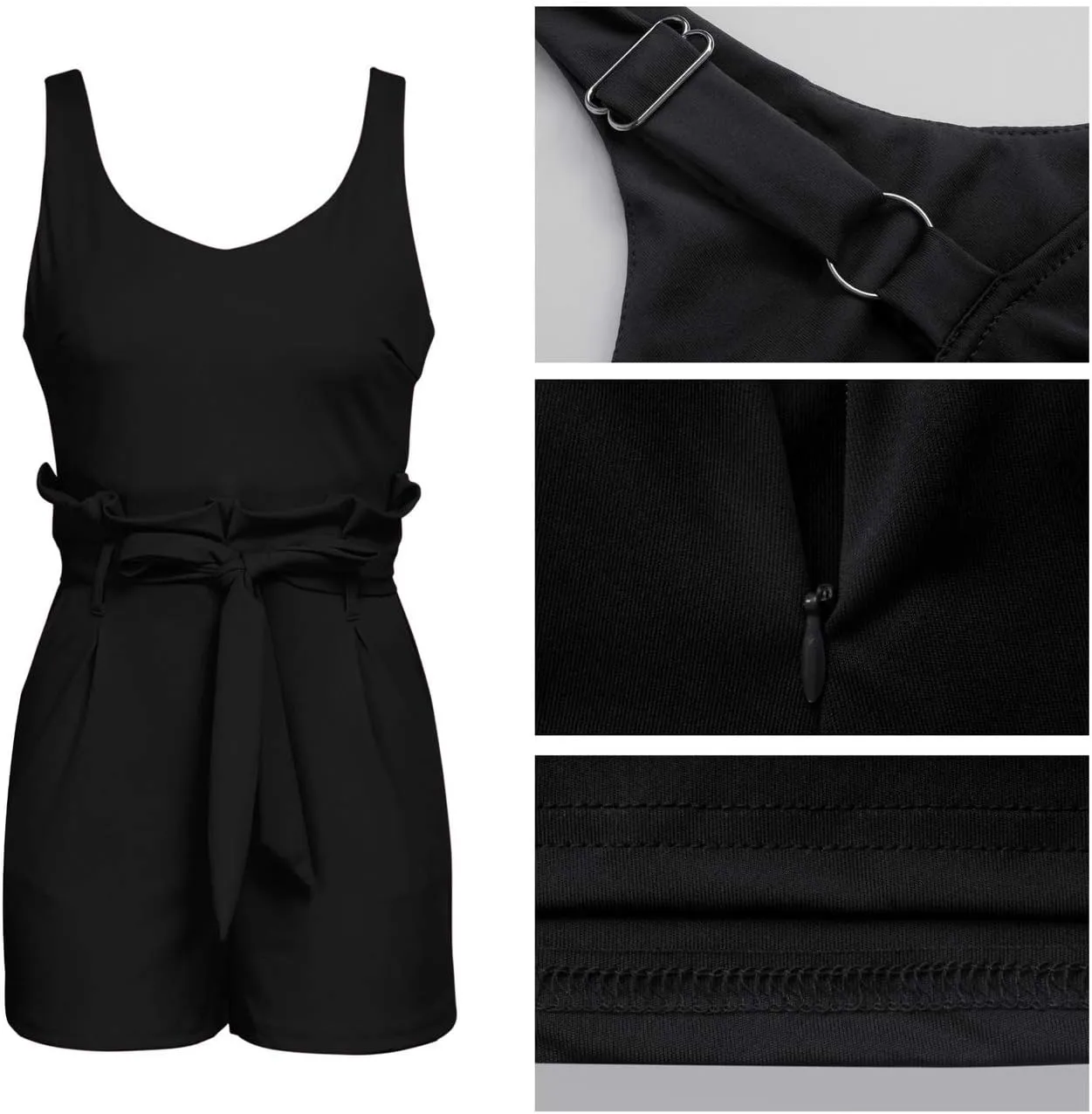 Rompers for Women Sexy Summer Casual Straps Short Pants Jumpsuits with Pockets Zipper