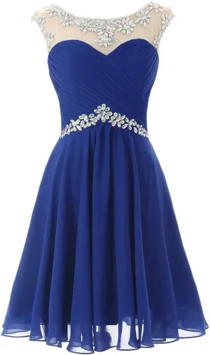 Sarahbridal Short Glitter Prom Dresses Sheer Tulle Sequins Evening Ball Gowns Beaded Sparkly Party Homecoming Dress