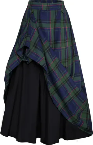 Scarlet Darkness Plaid Skirts for Women High Waist Long Skirt with Pockets