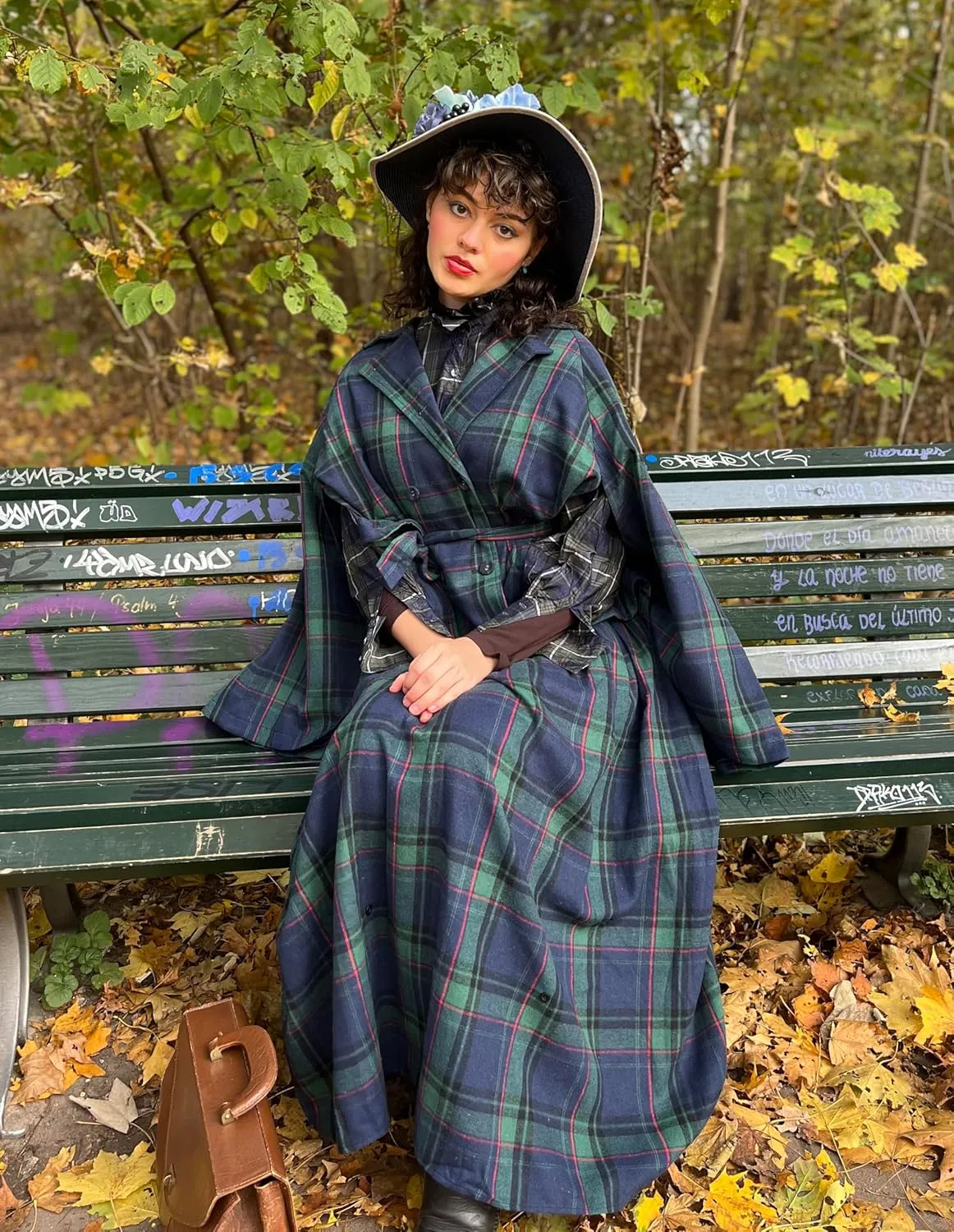 Scarlet Darkness Plaid Skirts for Women High Waist Long Skirt with Pockets