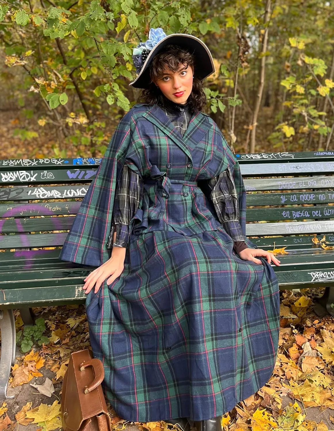 Scarlet Darkness Plaid Skirts for Women High Waist Long Skirt with Pockets