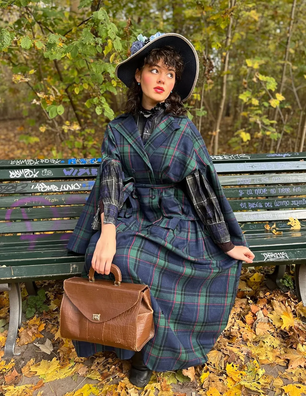 Scarlet Darkness Plaid Skirts for Women High Waist Long Skirt with Pockets