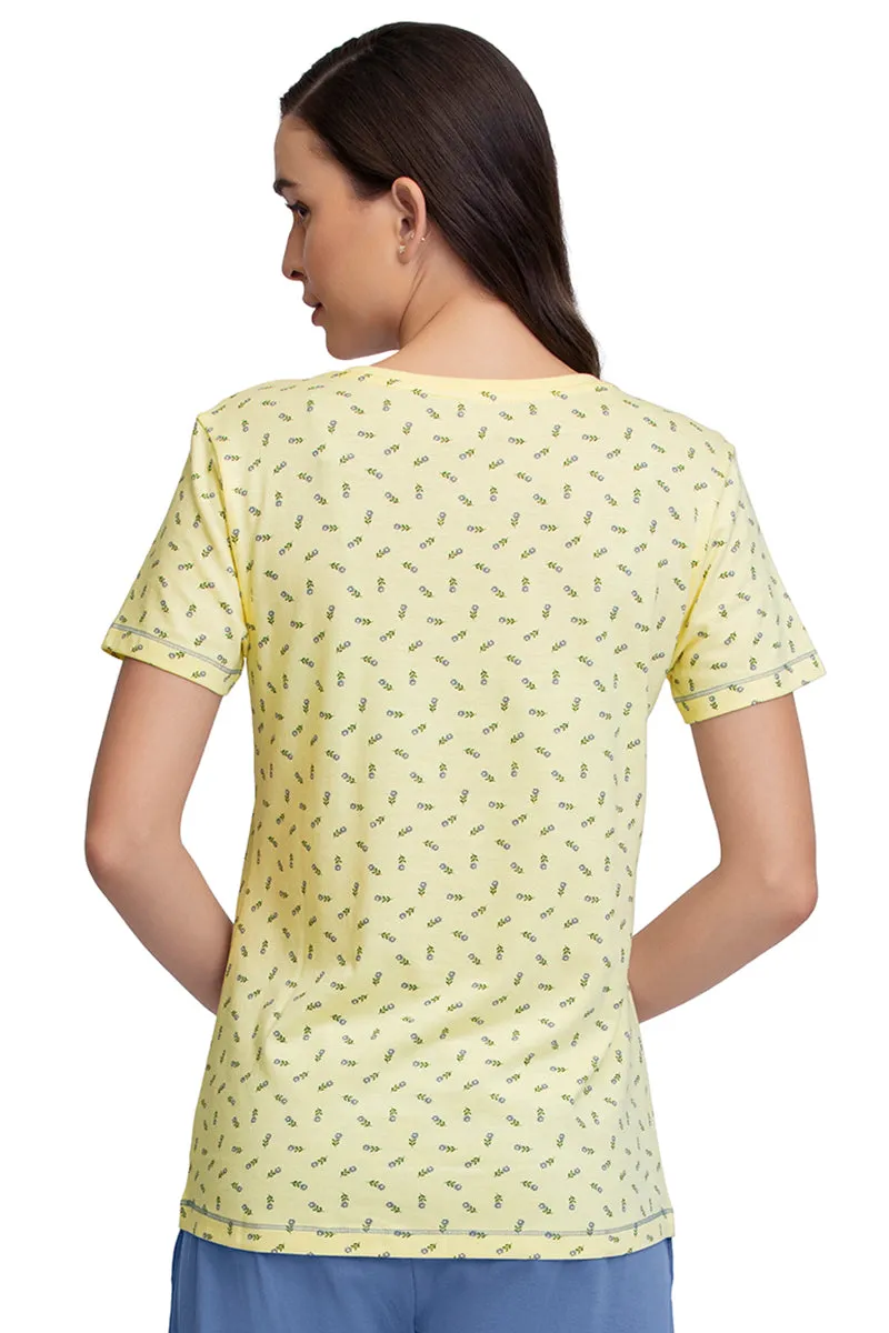 Scoop Neck Sleep Tee - Ditsy Floral Pr Yellow
