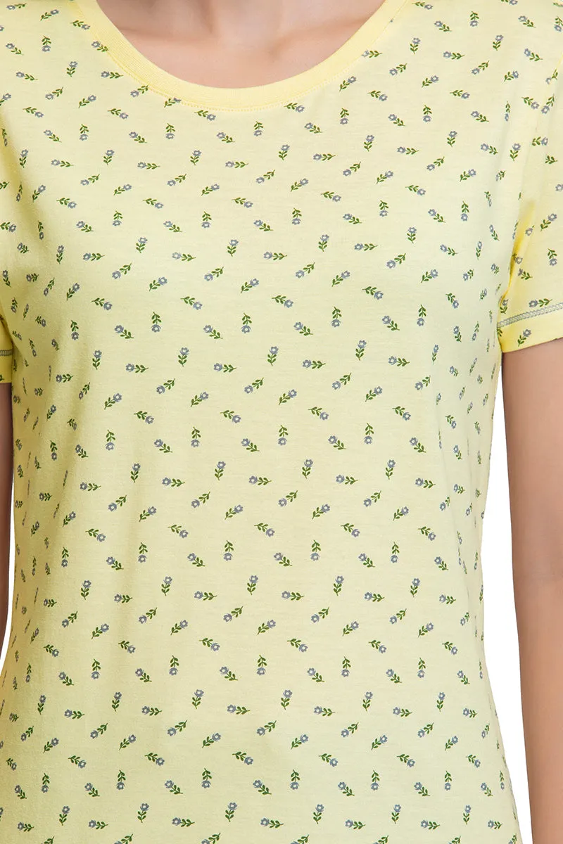 Scoop Neck Sleep Tee - Ditsy Floral Pr Yellow