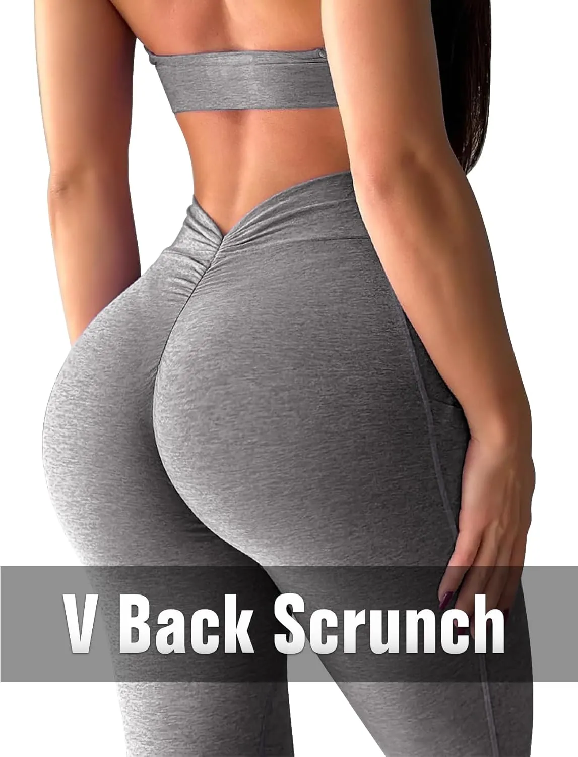 SEASUM Viral V Back Leggings for Women Curves Scrunch Butt Lifting Workout Yoga Pants High Waisted Gym Booty Tights