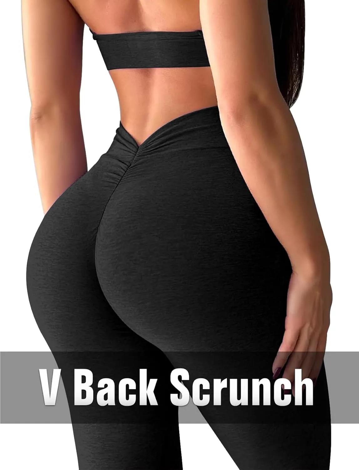 SEASUM Viral V Back Leggings for Women Curves Scrunch Butt Lifting Workout Yoga Pants High Waisted Gym Booty Tights