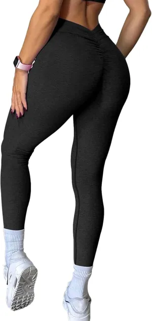 SEASUM Viral V Back Leggings for Women Curves Scrunch Butt Lifting Workout Yoga Pants High Waisted Gym Booty Tights