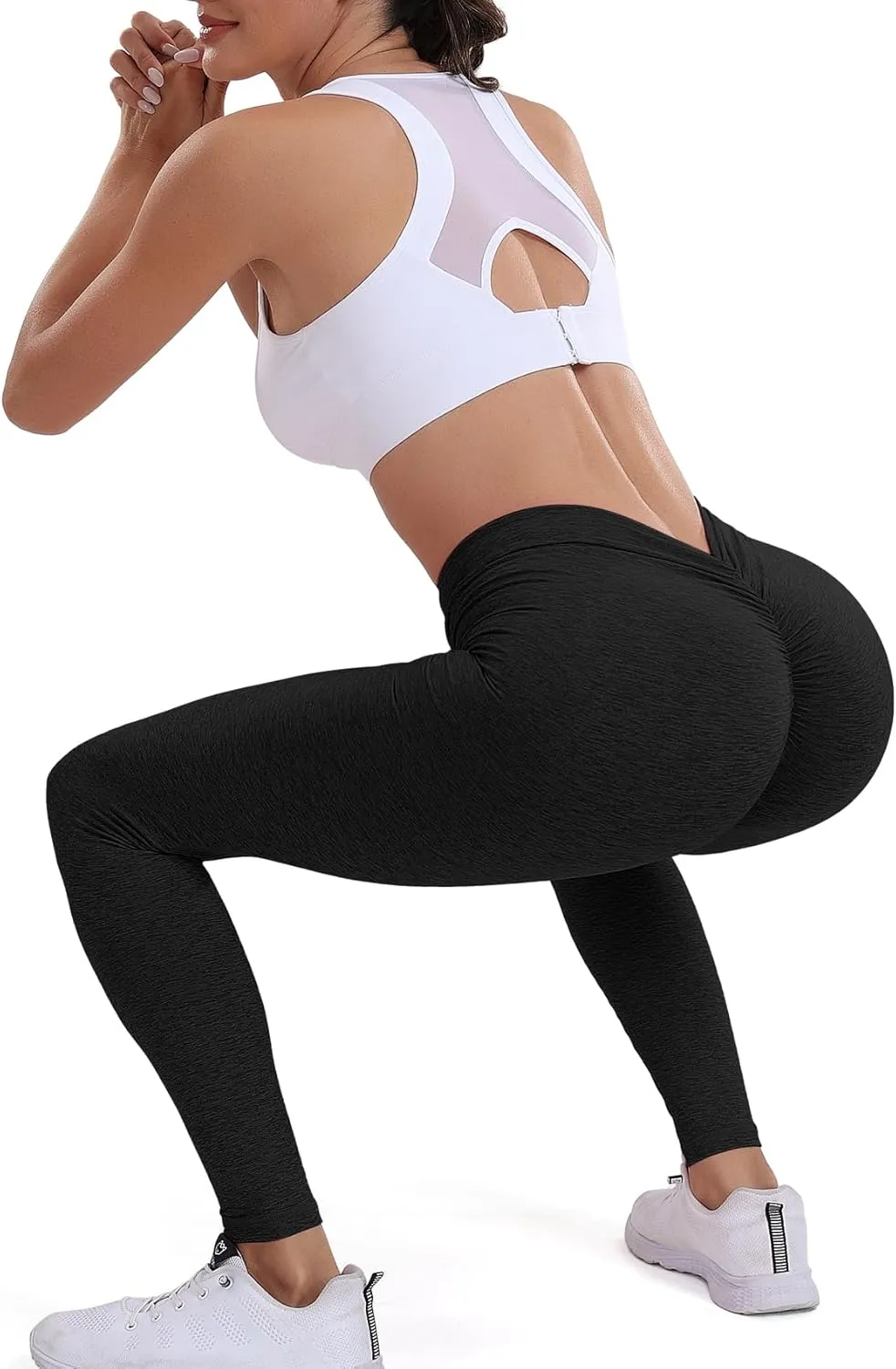 SEASUM Viral V Back Leggings for Women Curves Scrunch Butt Lifting Workout Yoga Pants High Waisted Gym Booty Tights