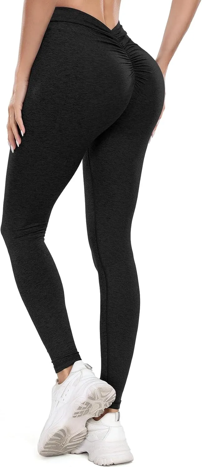 SEASUM Viral V Back Leggings for Women Curves Scrunch Butt Lifting Workout Yoga Pants High Waisted Gym Booty Tights