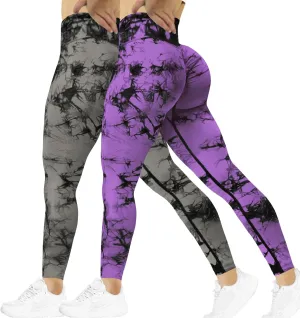 SENBAN Women Scrunch Workout Leggings: Butt Lifting High Waisted Yoga Pants - Tie Dye Seamless Booty Gym Leggings