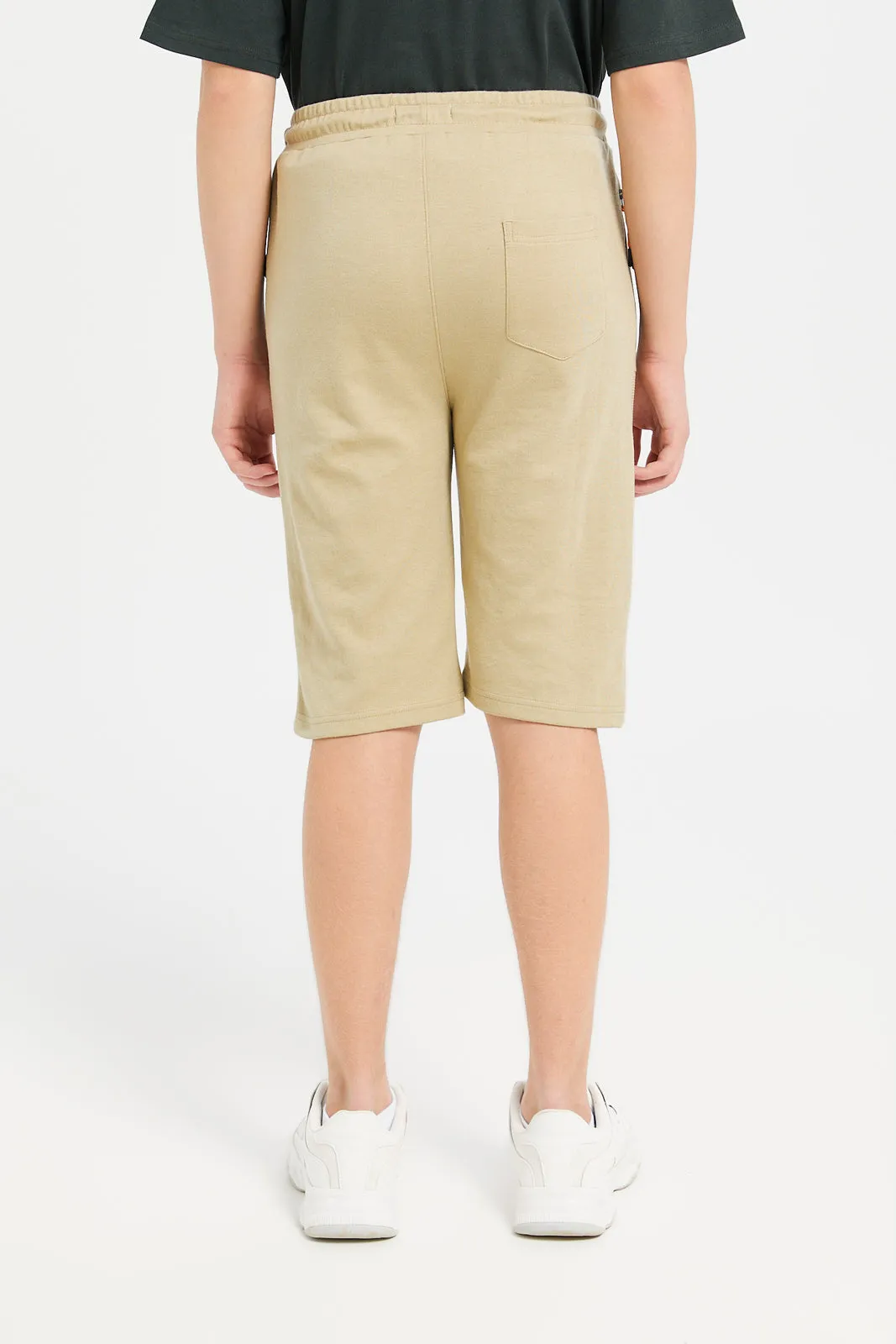 Senior Boys Beige Biker Knee Active Shorts