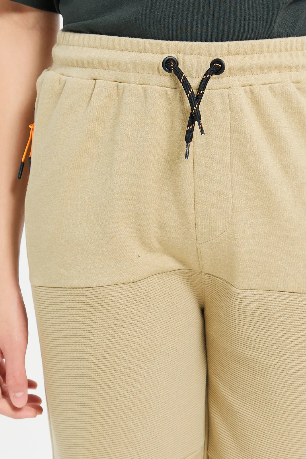 Senior Boys Beige Biker Knee Active Shorts