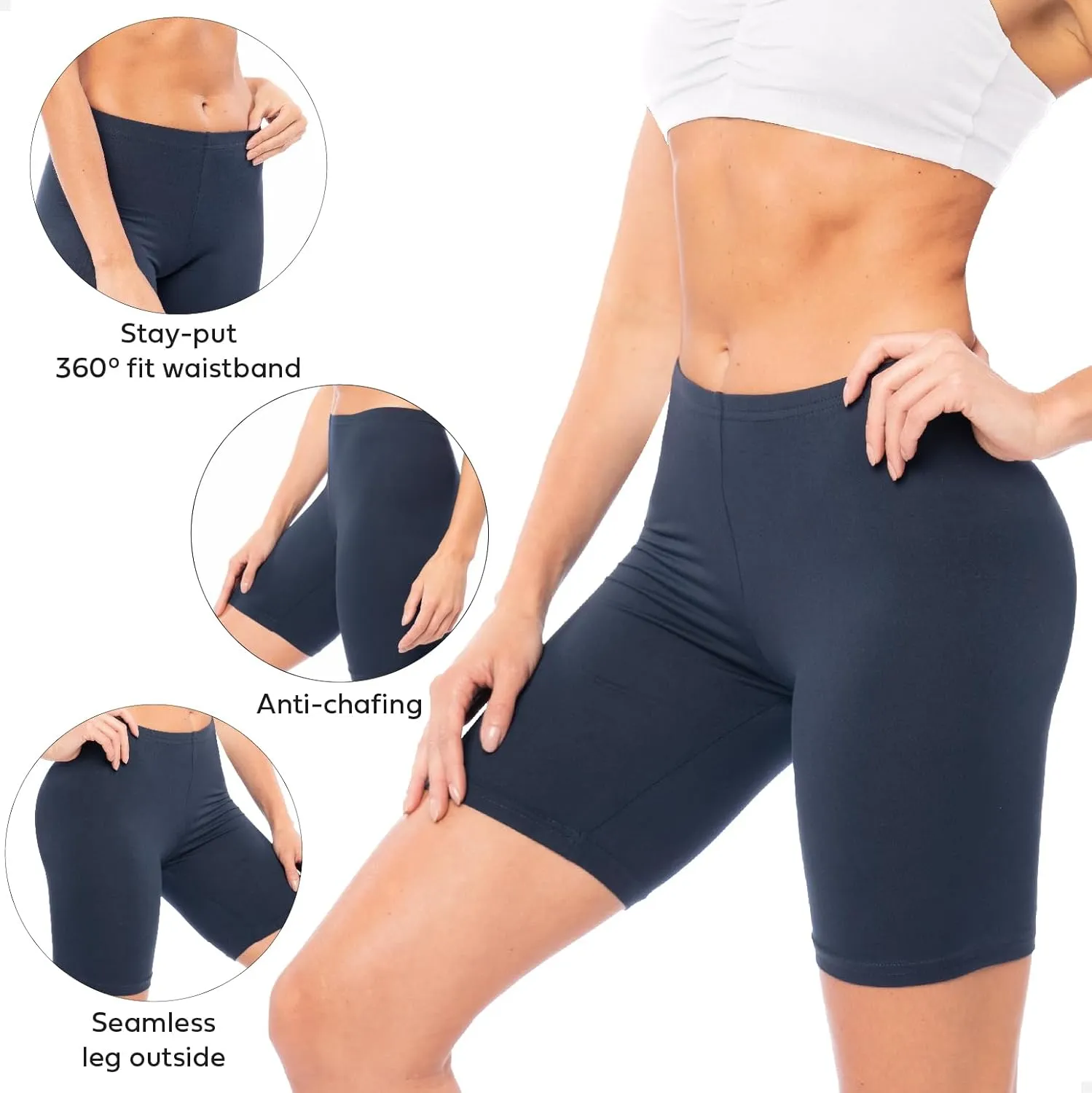 Sexy Basics Womens 12 Pack Cotton Stretch Boyshort Bike Shorts | Yoga, Slip-Short, Boxer-Briefs