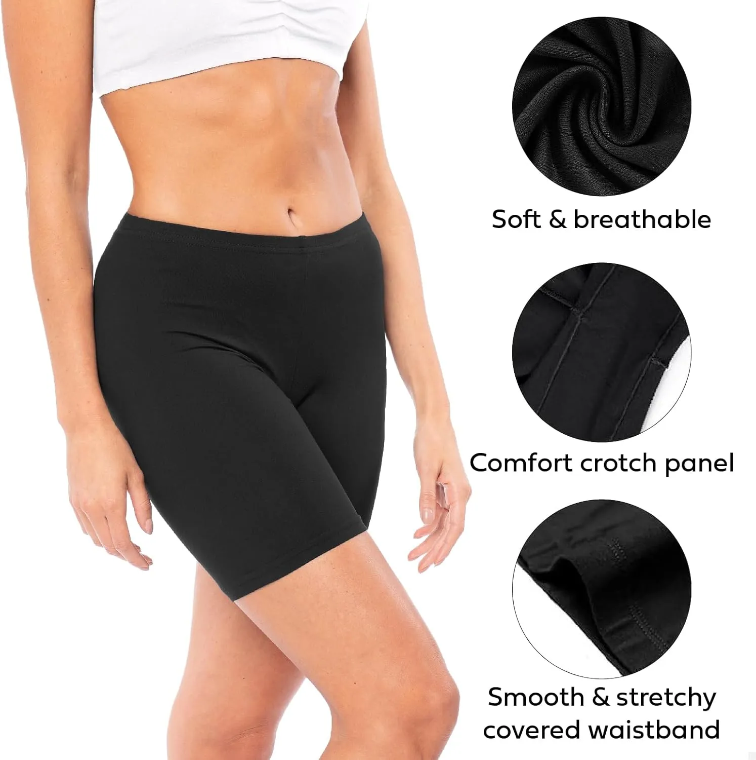 Sexy Basics Womens 12 Pack Cotton Stretch Boyshort Bike Shorts | Yoga, Slip-Short, Boxer-Briefs