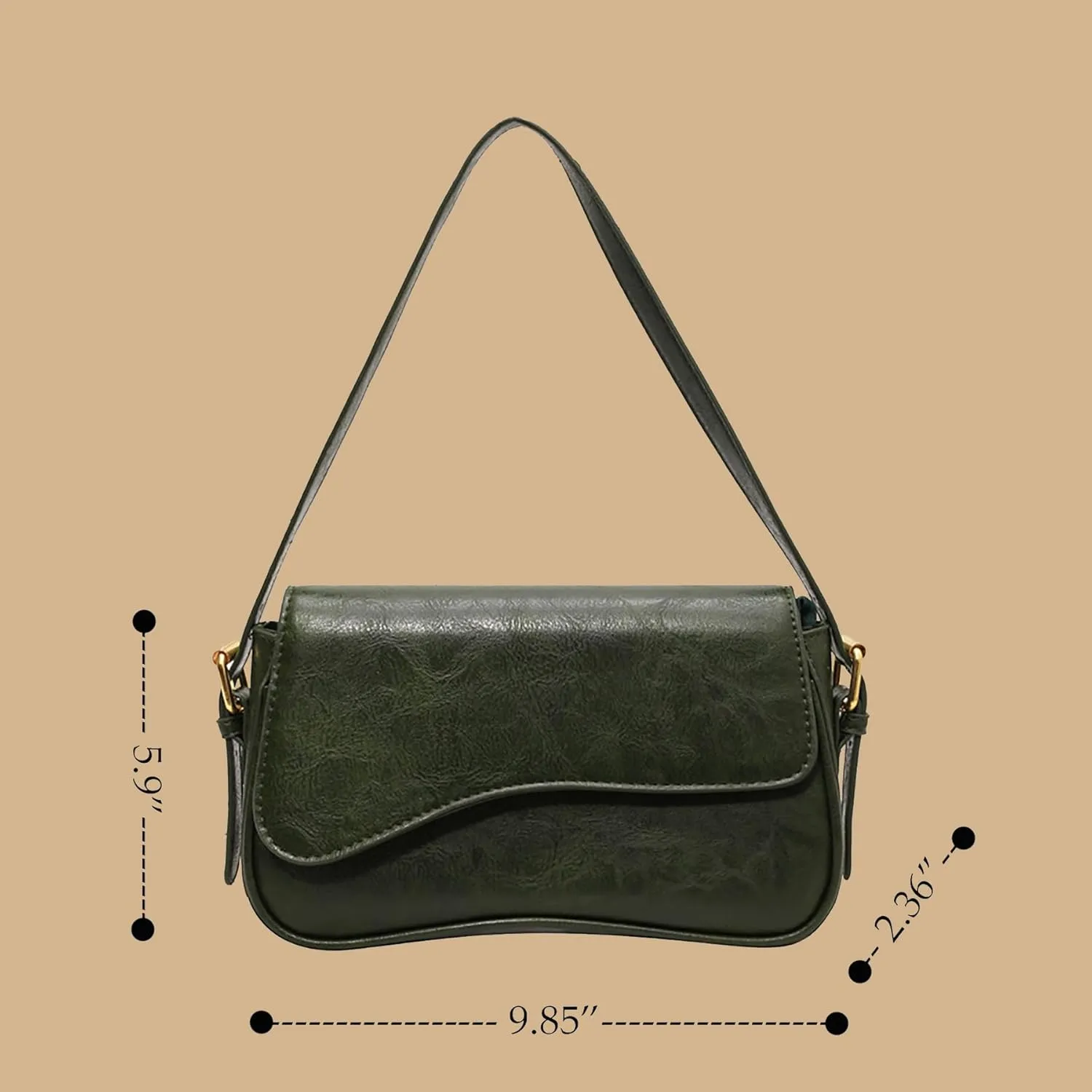 Shoulder Bag for Women Y2K Purse Vegan Leather Hobo Handbags Clutch Saddle Bag with 2 Removable Straps Tote Bag