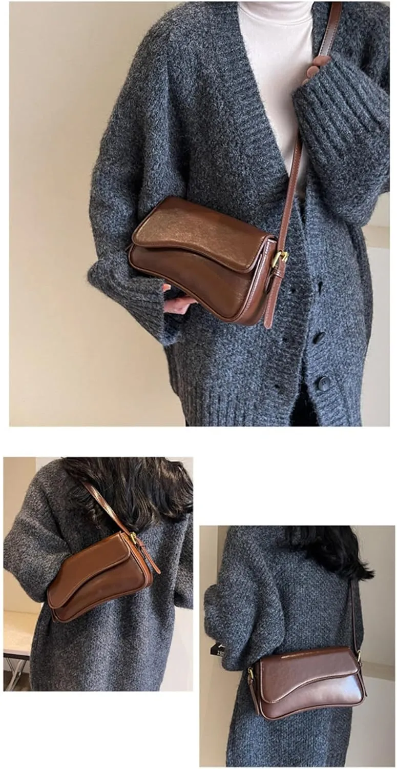 Shoulder Bag for Women Y2K Purse Vegan Leather Hobo Handbags Clutch Saddle Bag with 2 Removable Straps Tote Bag